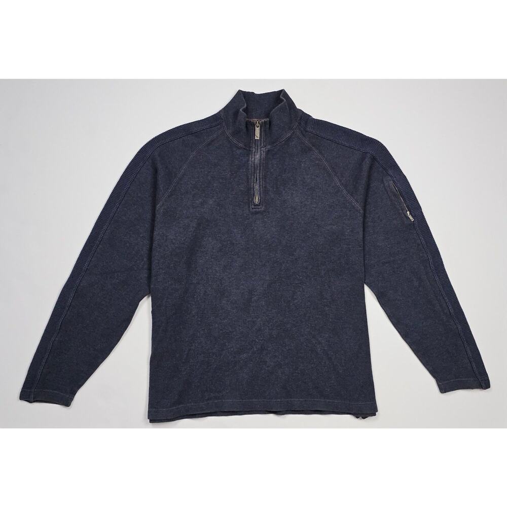 Eddie Bauer 1/4 Zip Sweater Mens Extra Large (XL) Blue Cotton Long Pullover